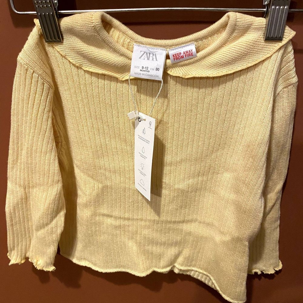 NWT ZARA BABY GIRLS YELLOW LONG SLEEVE CREWNECK SWEATER SIZE 9-12 MONTHS